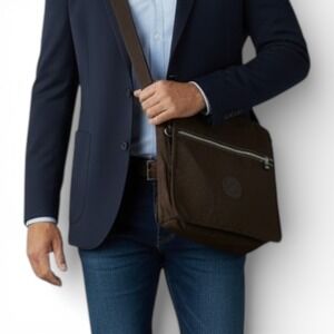 Kipling Messenger‎ Bag Nylon Charcoal Adjustable Strap Pockets Expandable